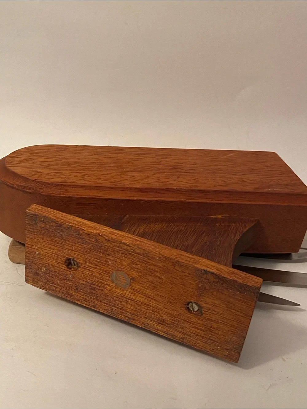 Old Homestead Knife Set 4 PCs. Lifetime Cutlery Japan Wood Handles w/Block MCM